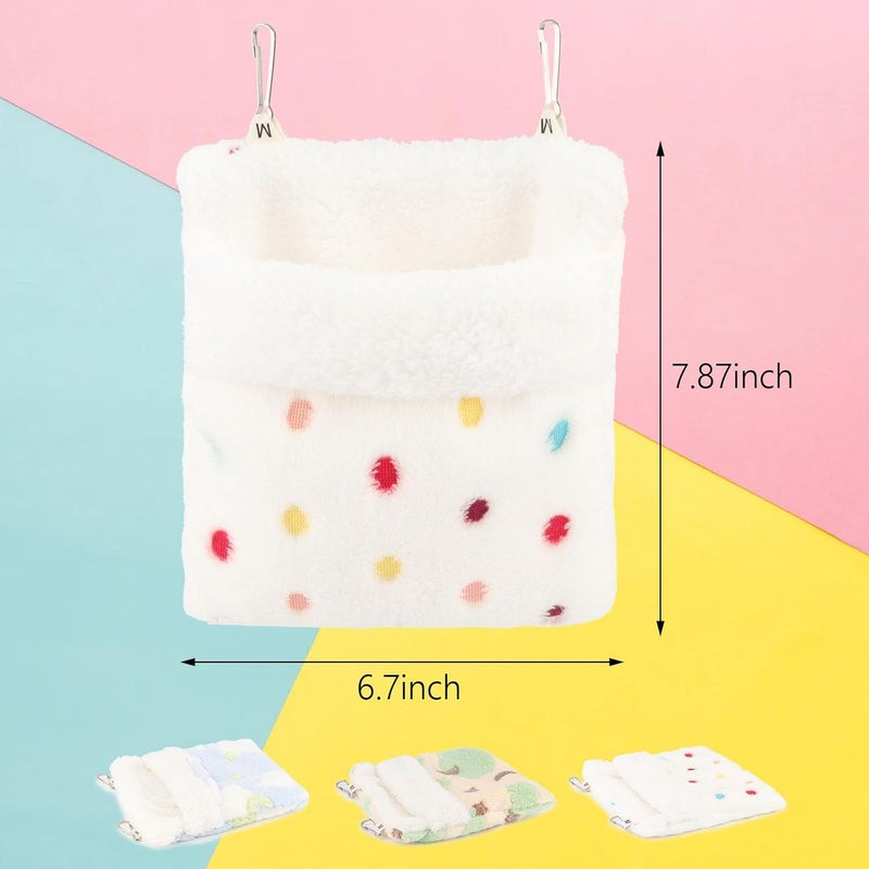 Reshiho Sugar Glider Sleeping Pouch Bag, Warm Hamster Hammock Pouch Sack Small Pet Hanging Bed for Hamster Rat Hedgehog Squirrel and Other Small Animal (White) - Image 2